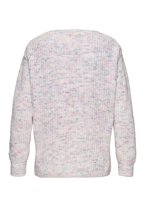 Bild: V-Ausschnitt-Pullover von Buffalo: In weicher Chenille-Qualität und angesagter Multicolour-Optik. Mit V-Ausschnitt und seitlichen Schlitzen am Saum. Länge ca. 64 cm.  Aus 100% Polyester.