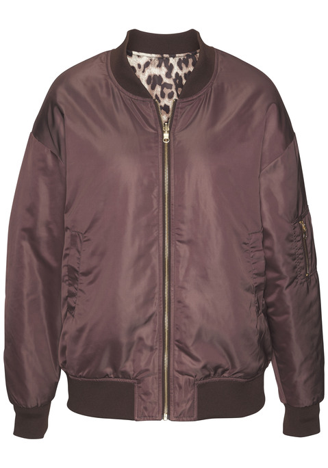 Bild: Wendejacke von Buffalo: Absoluter Allrounder: Wende-Bomberjacke von Buffalo. Eine Seite unifarben, eine Seite mit Allover-Leoprint. Mit seitlichen Eingrifftaschen. Weiche elastische Bündchen. Leicht oversized geschnitten. Glatte, wasserabweisende Qualität.