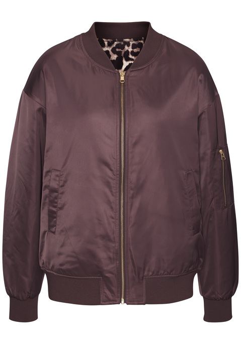 Bild: Wendejacke von Buffalo: Absoluter Allrounder: Wende-Bomberjacke von Buffalo. Eine Seite unifarben, eine Seite mit Allover-Leoprint. Mit seitlichen Eingrifftaschen. Weiche elastische Bündchen. Leicht oversized geschnitten. Glatte, wasserabweisende Qualität.