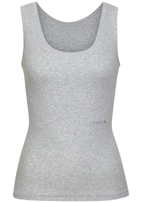 Bild: Achseltop von Copenhagen Studios: Tanktop von Copenhagen Studios. Ton-in-Ton-Logostickerei vorn. Rundhalsausschnitt. Weicher, gerippter Baumwoll-Mix.