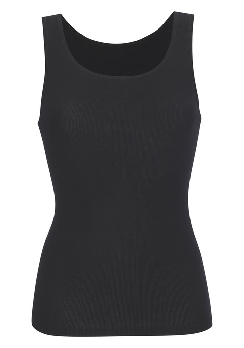 Bild: Achseltop von Copenhagen Studios: Geripptes Unterhemd von Copenhagen Studios. Kleines Weblabel hinten am Rundhalsausschnitt. Etwas schmalere Träger. Trageangenehme, elastische Baumwollqualität.