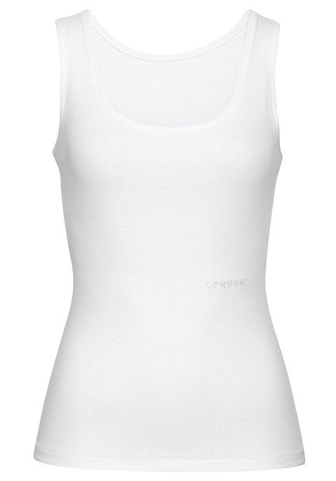 Bild: Achseltop von Copenhagen Studios: Tanktop von Copenhagen Studios. Ton-in-Ton-Logostickerei vorn. Rundhalsausschnitt. Weicher, gerippter Baumwoll-Mix.