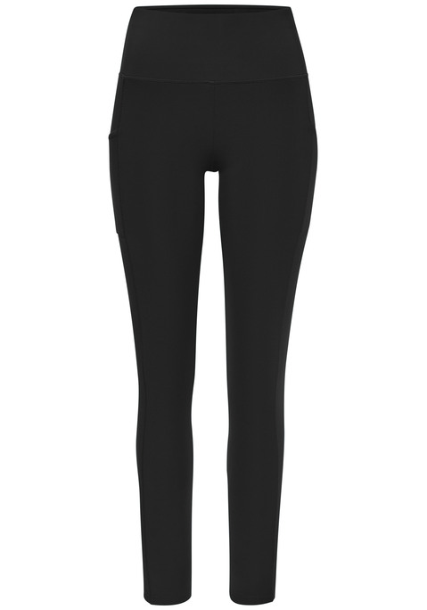 Bild: Funktionsleggings von Copenhagen Studios: Mit Mesh-Einsätzen: Performance Leggings von Copenhagen Studios. Seitliche Handytaschen an den Beinen. Breiter, elastischer Bund. Logoprint auf der Rückseite. Für Freizeit und Sport. Besonders weiches Funktionsmaterial.