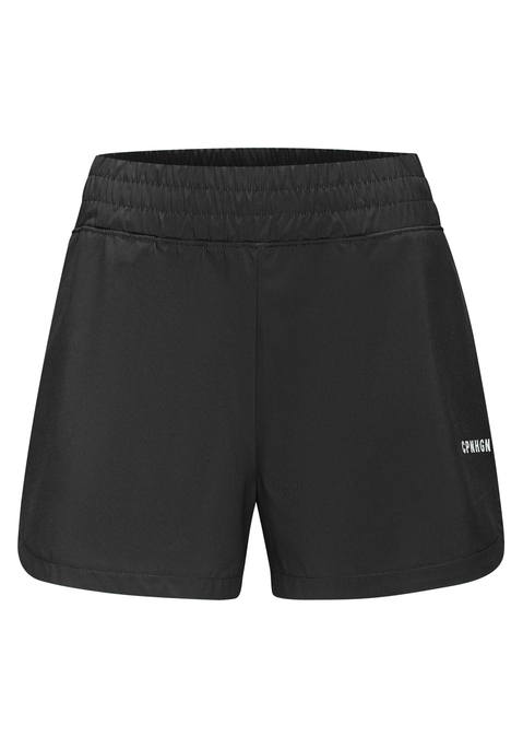 Bild: Funktionsshorts von Copenhagen Studios: Locker geschnittene Performance-Shorts von Copenhagen Studios mit elastischem Bund. Doppellagig: mit engen, darunterliegenden Radlershorts. Eingrifftaschen an den Seiten. Logoprint am Bein. Bequeme Qualität.