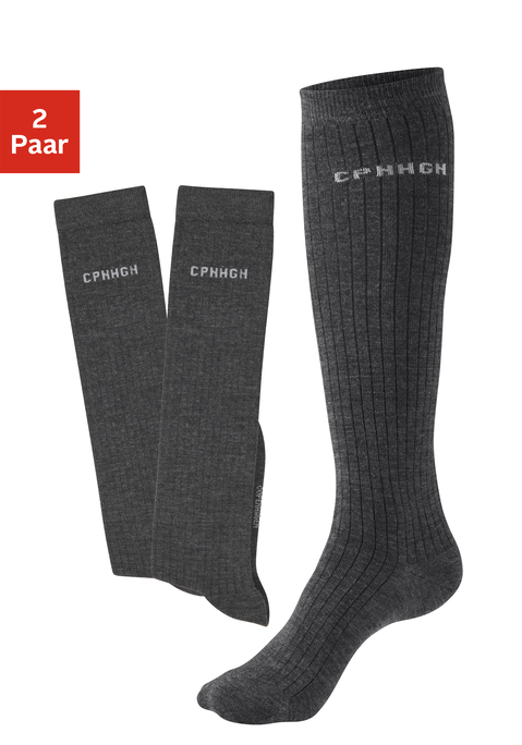 Bild: Kniestrümpfe von Copenhagen Studios: Weiche Wollkniestümpfe in gerippter Struktur im 2er-Pack von Copenhagen Studios. Druckfreies Bündchen kurz unter dem Knie. Angenehm weiche Qualität mit hohem Wollanteil.