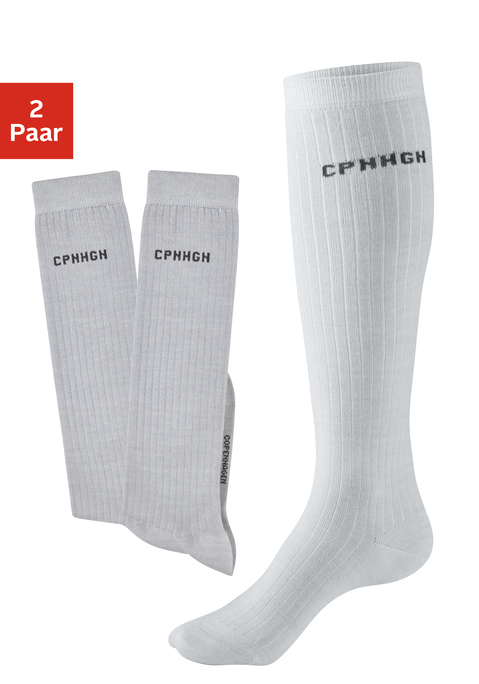 Bild: Kniestrümpfe von Copenhagen Studios: Weiche Wollkniestümpfe in gerippter Struktur im 2er-Pack von Copenhagen Studios. Druckfreies Bündchen kurz unter dem Knie. Angenehm weiche Qualität mit hohem Wollanteil.