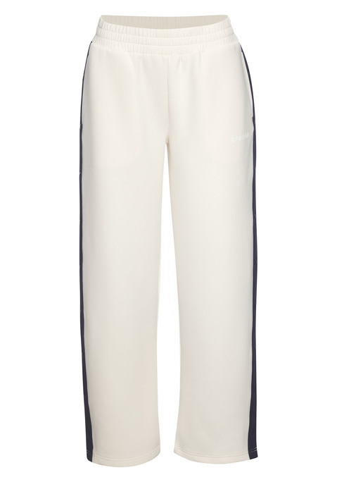 Bild: Relaxhose von Copenhagen Studios: Sportliche Hose von Copenhagen Studios mit weitem Bein. Druckknopfleiste entlang der Seiten. Elastischer Bund. Seitliche Kontraststreifen. Logodruck am Bein. Trageangenehmer Material-Mix.