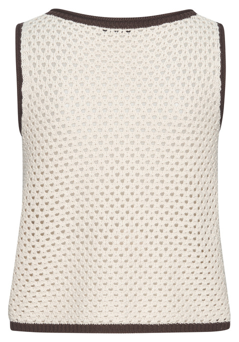 Bild: Stricktop von Copenhagen Studios: Leichtes Stricktop con Copenhagen Studios. In gestrickter Optik mit Kontrastabschlüssen und Bindebändern. Breite Träger. Verkürzte Länge. Weicher Strick.