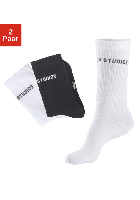 Bild: Tennissocken von Copenhagen Studios: Klassische Tennissocken im 2er-Pack von Copenhagen Studios. Mit eingestricktem Logoschriftzug. An Ferse und Fußspitze verstärkt. Ohne Fußfrottee. Baumwollmischung in hochwertiger Markenqualität.