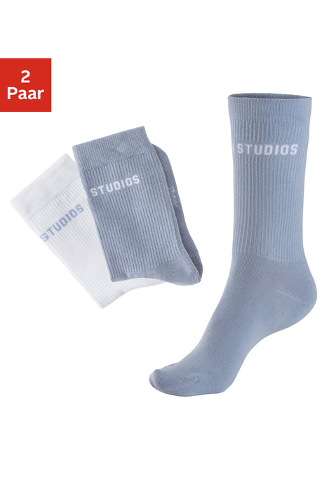Bild: Tennissocken von Copenhagen Studios: Klassische Tennissocken im 2er-Pack von Copenhagen Studios. Mit eingestricktem Logoschriftzug. An Ferse und Fußspitze verstärkt. Ohne Fußfrottee. Baumwollmischung in hochwertiger Markenqualität.