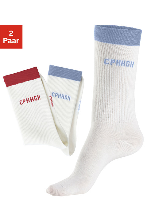 Bild: Tennissocken von Copenhagen Studios: Klassisch gerippte Tennissocken im 3er-Pack von Copenhagen Studios. Mit stylischem Kontrastbündchen. Flache Spitzennaht, an Ferse und Fußspitze verstärkt. Baumwollmischung in hochwertiger Markenqualität.