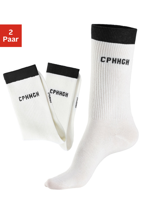 Bild: Tennissocken von Copenhagen Studios: Klassisch gerippte Tennissocken im 3er-Pack von Copenhagen Studios. Mit stylischem Kontrastbündchen. Flache Spitzennaht, an Ferse und Fußspitze verstärkt. Baumwollmischung in hochwertiger Markenqualität.