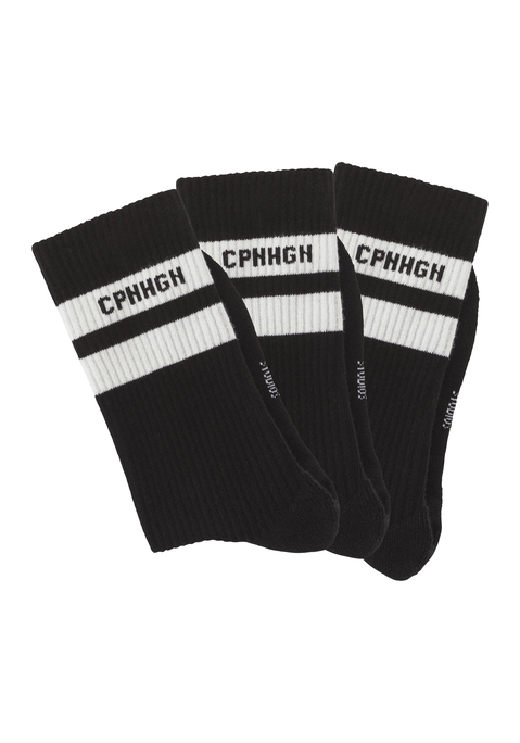 Bild: Tennissocken von Copenhagen Studios: Klassische unifarbene Tennissocke von Copenhagen Studios im 3er-Pack mit sportlichem Streifendesign und Logoschriftzug. Weiches, hochwertiges Vollfrottee für zusätzlichen Komfort.