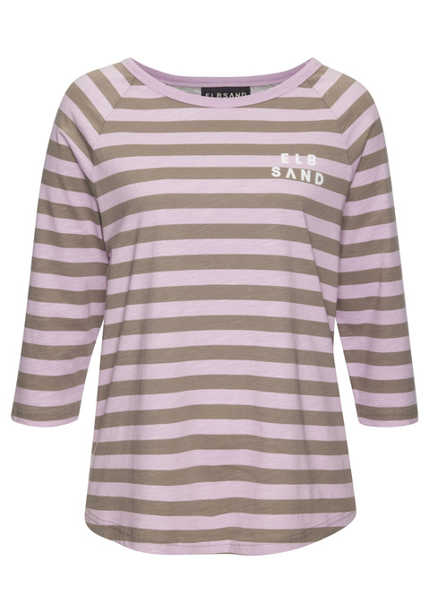Bild: 3/4-Arm-Shirt von Elbsand: Sportliches Streifenshirt von Elbsand mit 3/4-Raglanärmel. Weicher Logodruck auf der Brust. Rundhalsausschnitt. Gerundeter Saumabschluss. Weiche Jerseyqualität.