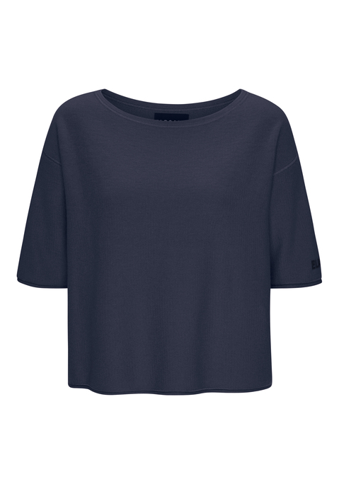 Bild: 3/4-Arm-Shirt von Elbsand: Feinstrickshirt von Elbsand mit U-Boot-Ausschnitt. 3/4-lange Ärmel mit kleinen Umschlägen. Gerollter Saumabschluss. Softer Feinstrick.