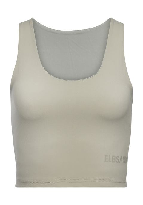 Bild: Crop-Top von Elbsand: Bequemes Crop-Top von Elbsand für sportliche Aktivitäten. Mit Elbsand-Markenlogo. Kurzer, figurbetonter Schnitt mit tiefem Rundhalsausschnitt. Ideal für Yoga, Fitness, Laufen. Sehr weiches, elastisches Material.