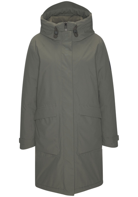 Bild: Winterjacke von Elbsand: Etwas längerer Parka von Elbsand. Stehkragen und Kapuze mit Tunnelzug zum individuellen Verstellen der Weite. Geräumige aufgesetzte Pattentaschen. Verdeckter Reißverschluss vorn. Appliziertes Logo am linken Ärmel. Optimal bei windigem, kühlem Wetter. Angenehmes Material.