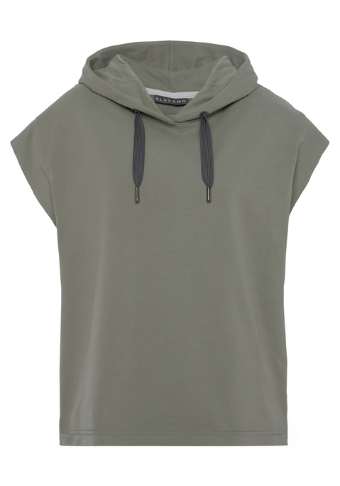 Bild: Kapuzensweatshirt von Elbsand: Kurzärmeliges Kapuzensweatshirt von Elbsand. Gefütterte Kapuze mit Kordelzug. Überschnittene Ärmel mit tiefen Armlöchern. Logodruck hinten. Weiche Sweatware.