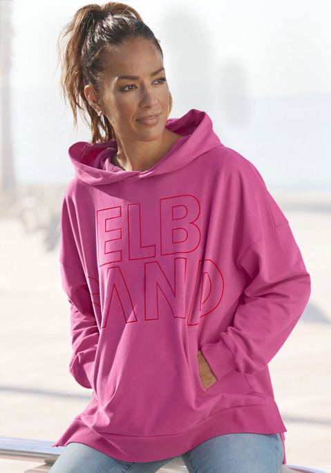 Bild: Kapuzensweatshirt von Elbsand: Lässiger Hoodie von Elbsand mit großem Logoprint vorn und großer Tunnelzugkapuze. Modisch weiter Schnitt. Kängurutaschen. Hochwertige Baumwoll-Sweatqualität.