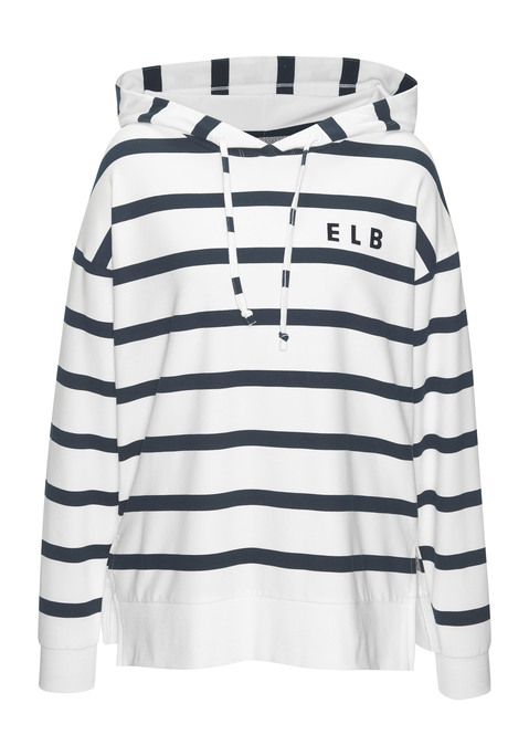 Bild: Kapuzensweatshirt von Elbsand: Lässiges Sweatshirt von Elbsand. Von vorn nach hinten laufendes Markenlogo. Lockere, hüftlange Passform mit seitlichen Schlitzen und modischen Rippbündchen. Kapuze mit Tunnelzug. Für Freizeit und Sport. Weicher Baumwollmix.
