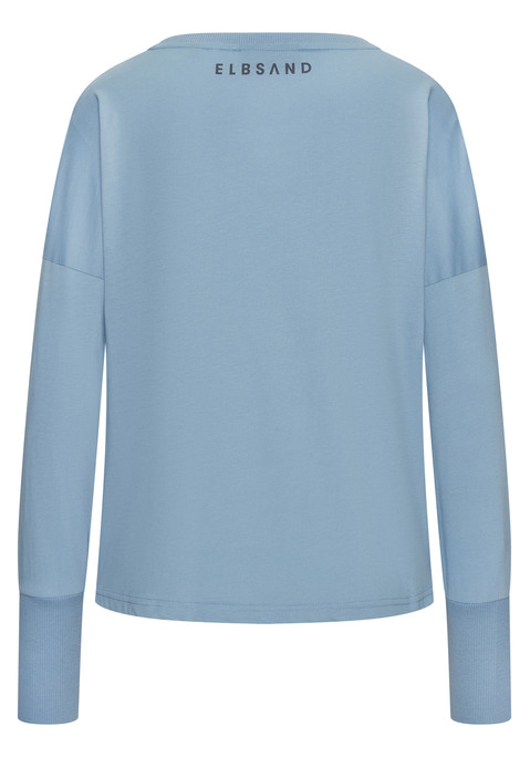 Bild: Langarmshirt von Elbsand: Langarmshirt von Elbsand. Print-Design mit Logo vorn. Rundhalsausschnitt mit Rippstrickbündchen. Breite Rippstrickbündchen an den Ärmelabschlüssen. Loose Fit. Supersofte Baumwollmischware.