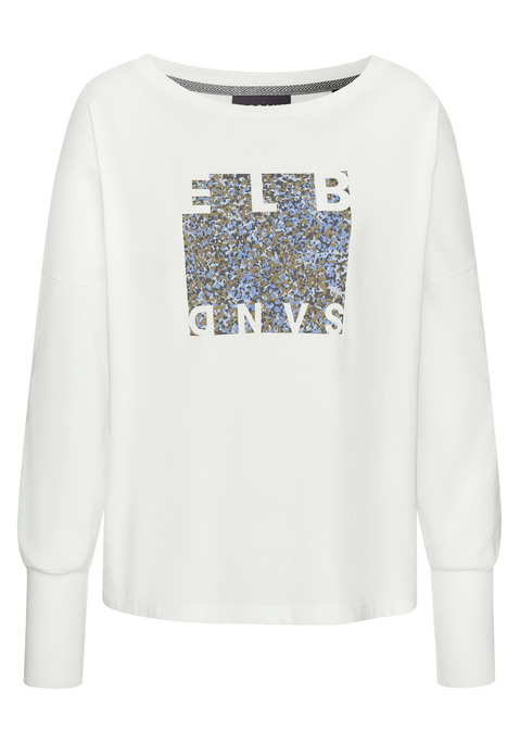 Bild: Langarmshirt von Elbsand: Langarmshirt von Elbsand. Print-Design mit Logo vorn. Rundhalsausschnitt mit Rippstrickbündchen. Breite Rippstrickbündchen an den Ärmelabschlüssen. Loose Fit. Supersofte Baumwollmischware.