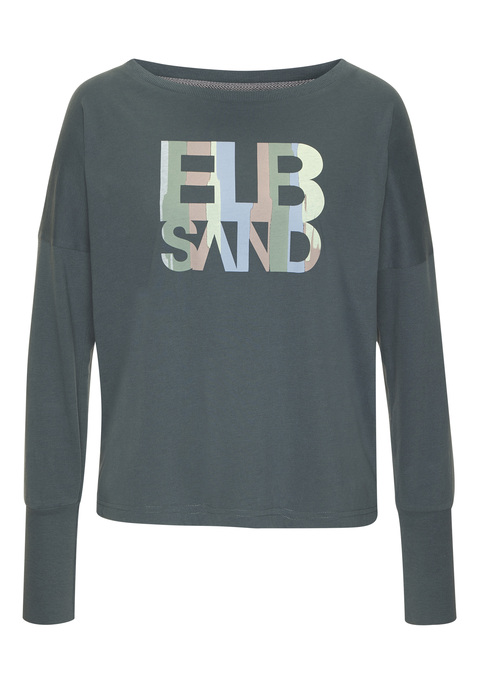 Bild: Langarmshirt von Elbsand: Legeres Shirt von Elbsand. Mit Logoprint vorn. Lange Ärmel. Überschnittene Schulter. Rundhalsausschnitt. Gerader Saumabschluss. Locker geschnitten. Weiche Jerseyware.