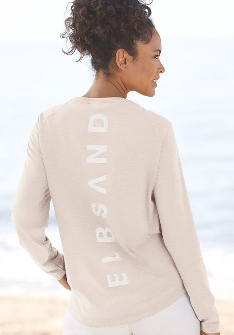 Bild: Longsleeve von Elbsand: Lässiges Longsleeve von Elbsand. In Melange-Optik. Rückseitiger Logodruck. Langarm. Rücken länger geschnitten. Figurumspielende Passform. Für Strandlooks und Freizeit. Aus weichem Material.