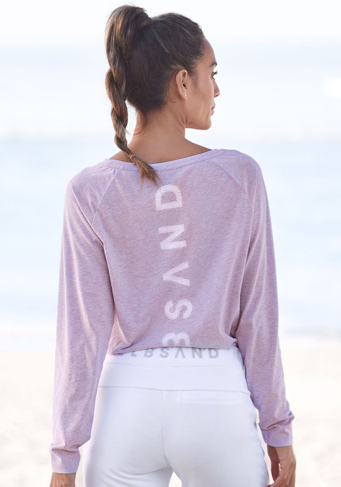 Bild: Longsleeve von Elbsand: Lässiges Longsleeve von Elbsand. In Melange-Optik. Rückseitiger Logodruck. Langarm. Rücken länger geschnitten. Figurumspielende Passform. Für Strandlooks und Freizeit. Aus weichem Material.