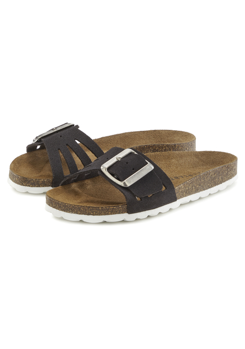 Bild: Pantolette von Elbsand: Pantolette aus Leder mit Korkfußbett von ELBSAND. Made in Spain. Obermaterial und Decksohle aus Rindsleder. Laufsohle aus Synthetik.