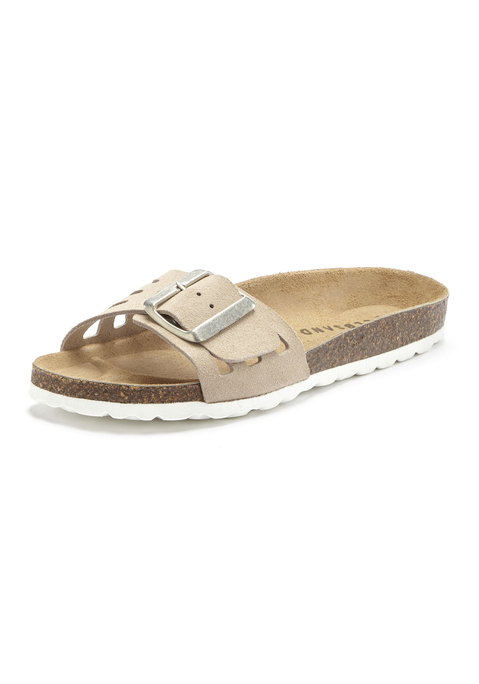 Bild: Pantolette von Elbsand: Pantolette aus Leder mit Korkfußbett von ELBSAND. Made in Spain. Obermaterial und Decksohle aus Rindsleder. Laufsohle aus Synthetik.