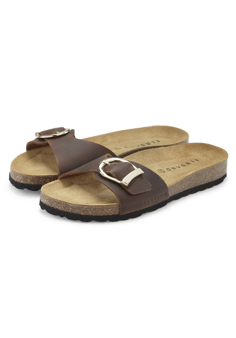 Bild: Pantolette von Elbsand: Pantolette aus Leder mit Korkfußbett von ELBSAND. Made in Spain. Obermaterial, Futter und Decksohle aus Rindsleder. Laufsohle aus Synthetik.
