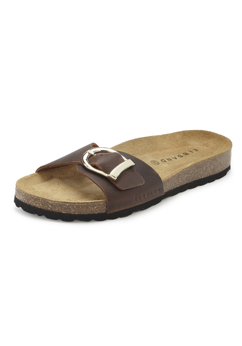 Bild: Pantolette von Elbsand: Pantolette aus Leder mit Korkfußbett von ELBSAND. Made in Spain. Obermaterial, Futter und Decksohle aus Rindsleder. Laufsohle aus Synthetik.