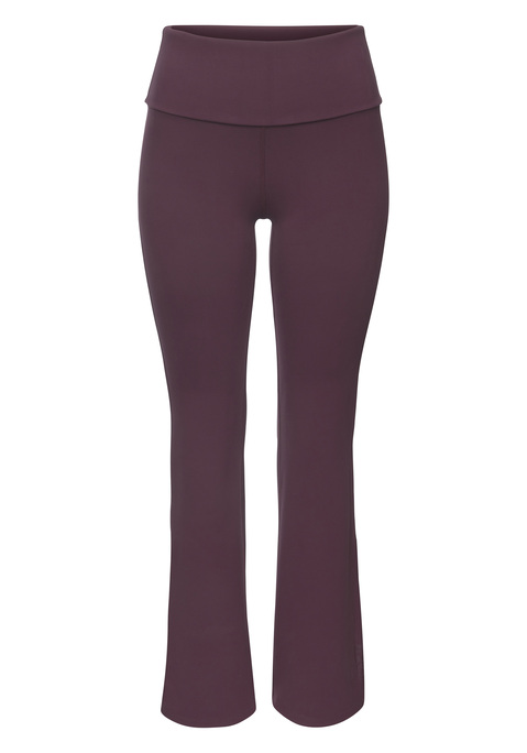 Bild: Schlaghose von Elbsand: Flared Leggings von Elbsand mit ausgestelltem Bein. Elbsand-Markenlogo am linken Beinsaum. Breiter Komfortbund für einen angenehmen Sitz. Ideal für Yoga, Pilates, Gymnastik und mehr. Sehr weiches, elastisches Material.