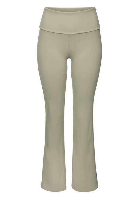 Bild: Schlaghose von Elbsand: Flared Leggings von Elbsand mit ausgestelltem Bein. Elbsand-Markenlogo am linken Beinsaum. Breiter Komfortbund für einen angenehmen Sitz. Ideal für Yoga, Pilates, Gymnastik und mehr. Sehr weiches, elastisches Material.