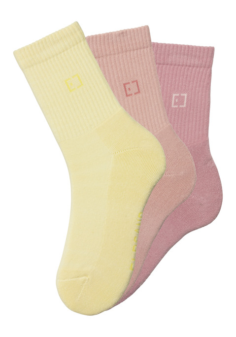 ELBSAND Socken Damen 1x rosa, 1x apricot, 1x gelb Gr.39-42
