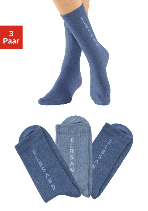 Bild: Socken von Elbsand: Hochqualitative Socken von Elbsand im 3er-Pack. Mit eingestricktem Schriftzug und flacher Zehennaht. Perfekt für den täglichen Bedarf! Aus trageangenehmem Material.