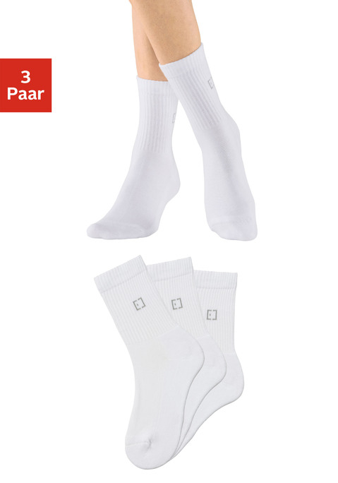 Bild: Socken von Elbsand: Socken von Elbsand im 3er-Pack mit eingestricktem Markenlogo im Schaft. Von hoher Qualität mit flacher Zehennaht. Bequem und ideal für den täglichen Bedarf. Elastischer Baumwollmix.