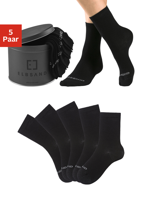 Bild: Socken von Elbsand: Basic-Socken von Elbsand im 6er-Pack. Hochwertig in der Metalldose verpackt. Ideal für den täglichen Bedarf – ob Business oder Freizeit. Socken mit angenehmem Tragekomfort. Formbeständiger und langlebiger Baumwoll-Mix.