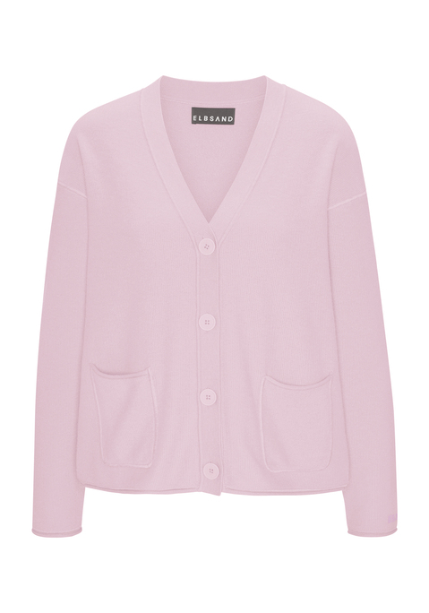 Bild: Strickjacke von Elbsand: Cardigan von Elbsand mit V-Ausschnitt und überschnittenen Schultern. Knopfleiste und aufgesetzte Taschen. Ärmel, Taschen und Saum mit Rollkanten. Weiche Feinstrickqualität.
