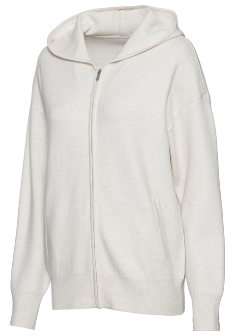 Bild: Strickjacke von Elbsand: Gemütliche Strickjacke von Elbsand mit Markenschriftzug entlang der Kapuze. Durchgehender Reißverschluss. Lange Ärmel und Saum mit Rippbündchen. Lockere Passform mit überschnittenen Schultern. Weiche Strickware mit Viskose.
