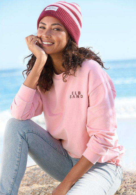 Bild: Sweatshirt von Elbsand: Gemütliches Sweatshirt von Elbsand. Ein Highlight: der verstellbare Gummizug am Saum. Lange Ärmel und ein sportlicher, runder Halsausschnitt. Logodruck auf der Brust. Aus weicher Sweatware.
