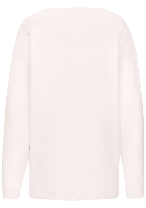 Bild: Sweater von Elbsand: Weicher Oversize-Pullover von Elbsand. V-Ausschnitt. Lange Ärmel mit überschnittenen Schulternähten. Gerader Saum mit verlängerter Rückseite und Seitennahtschlitzen. Lockere Oversize-Passform. Angenehm zu tragende Strickware mit hohem Viskose-Anteil.
