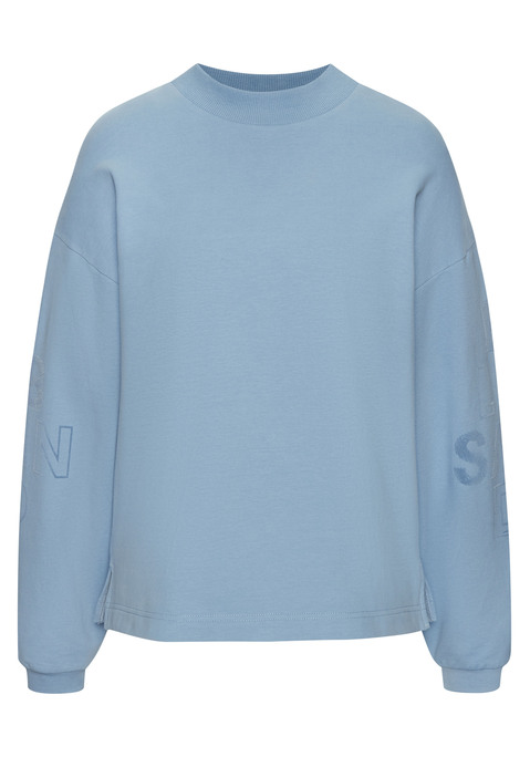 Bild: Sweatshirt von Elbsand: Sweatshirt von Elbsand mit hochgeschlossenem Rundhalsausschnitt. Loose Fit. Seitliche Schlitze. Mit geflocktem Logodruck an beiden Ärmeln. Supersofte Baumwolle mit Elasthan-Anteil.