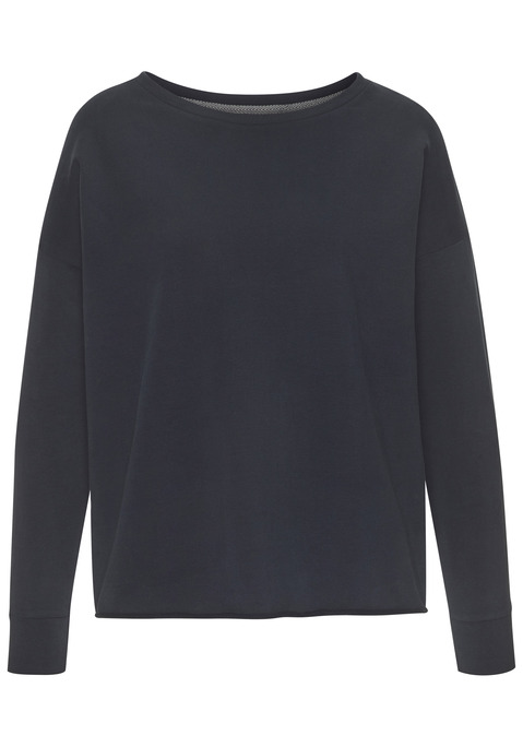 Bild: Sweatshirt von Elbsand: Sweatshirt von Elbsand mit großem Logoprint und Teilungsnaht auf dem Rücken. Überschnittene Schultern und lange Ärmel. Rollsaum. Leichte, innen angeraute Sweatqualität.