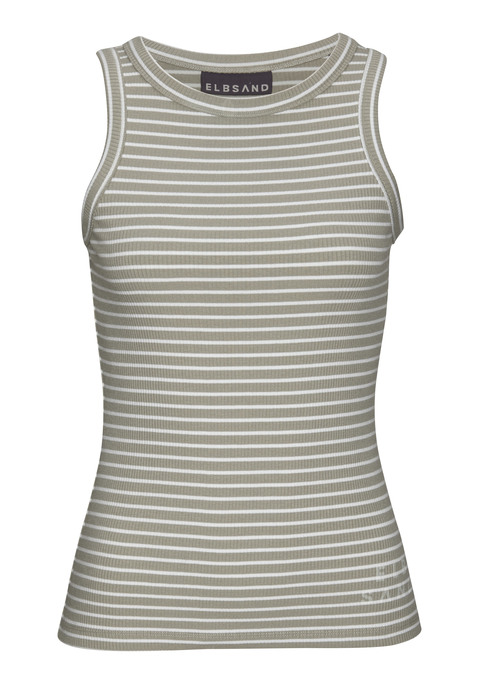 ELBSAND Tanktop Damen grün-creme gestreift Gr.L (40)