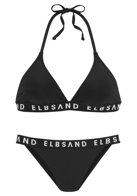 ELBSAND Triangel-Bikini Damen schwarz Gr.34 Cup C/D