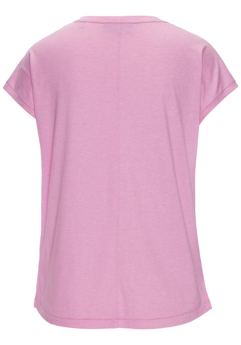 Bild: V-Shirt von Elbsand: Legeres T-Shirt von Elbsand mit Logoprint auf der Brust. Lockere Passform mit kleinen Seitenschlitzen am Saum. Mit angeschnittenen Ärmeln und V-Ausschnitt. Für Freizeit und Urlaub. Weiche Single-Jersey-Qualität.