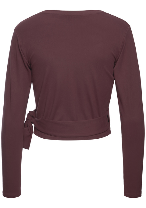 Bild: Wickelshirt von Elbsand: Wickelshirt von Elbsand mit langen Ärmeln. Mit tiefem V-Ausschnitt und Elbsand-Markenlogo auf dem linken Ärmel. Ideal für Yoga, Pilates, Fitness. Sehr weiches, elastisches Material.