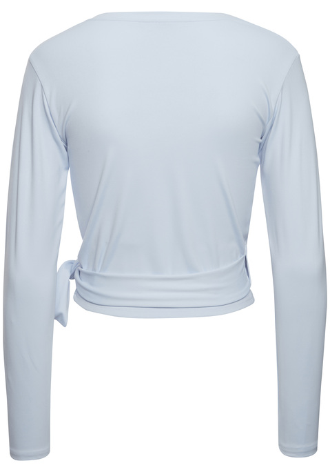 Bild: Wickelshirt von Elbsand: Wickelshirt von Elbsand mit langen Ärmeln. Mit tiefem V-Ausschnitt und Elbsand-Markenlogo auf dem linken Ärmel. Ideal für Yoga, Pilates, Fitness. Sehr weiches, elastisches Material.